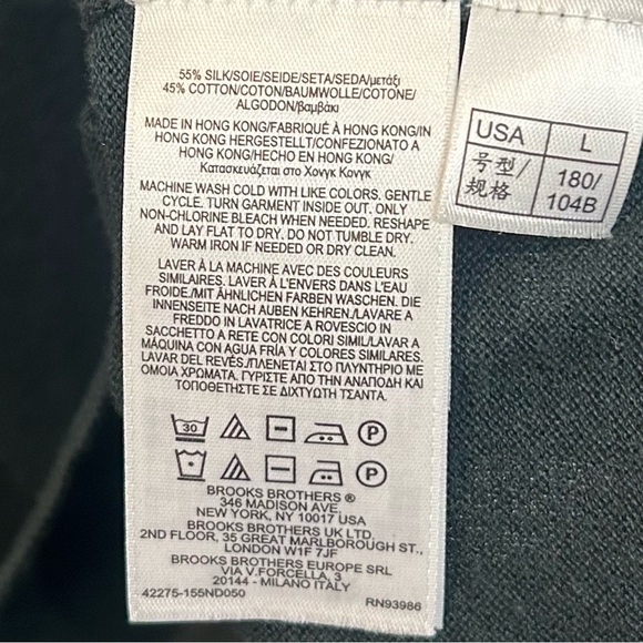 Brooks Brothers Men’s Italian Yarn Silk And Cotton Blend Striped Sweater Size L - Picture 6 of 10